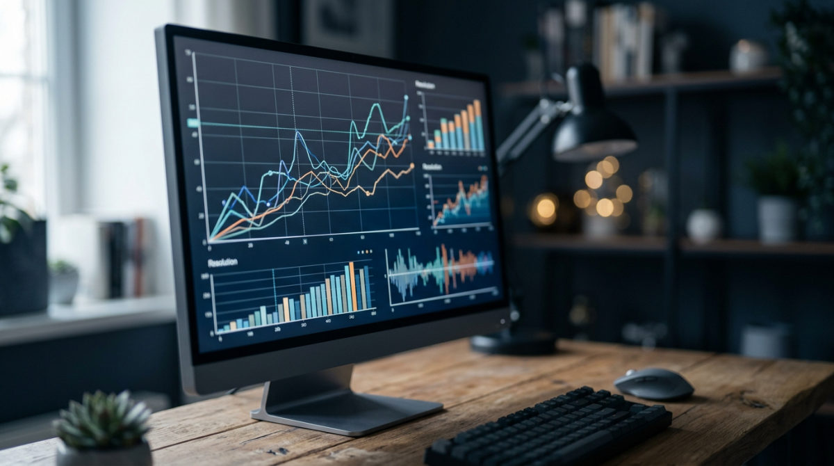 Primer plano de un monitor mostrando ajustes de resolución y frecuencia de refresco