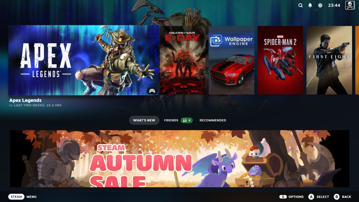 Interfaz de Steam con juegos de PC y el catálogo de videojuegos de la plataforma