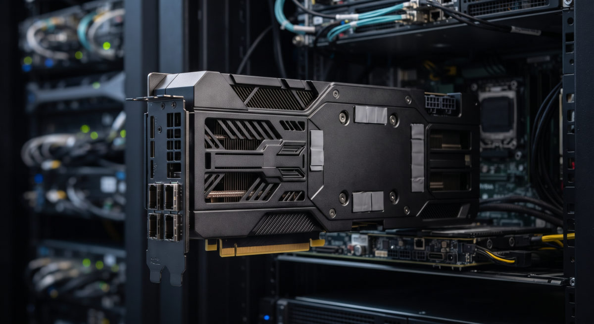 Tarjeta gráfica profesional NVIDIA destinada a cargas de trabajo de cálculo y aplicaciones de inteligencia artificial.